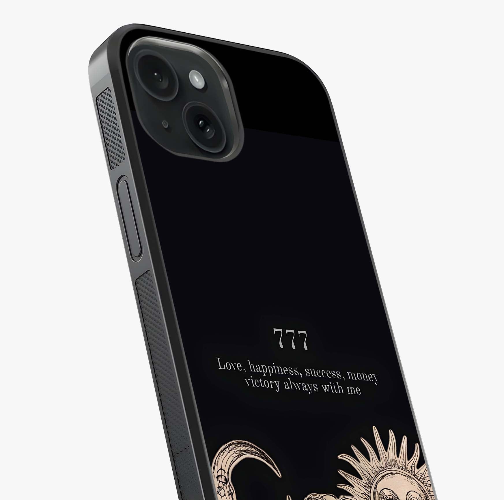 Mystic Victory Aura Glass Case captured at a warm angle highlighting gloss, texture and premium glass finish.