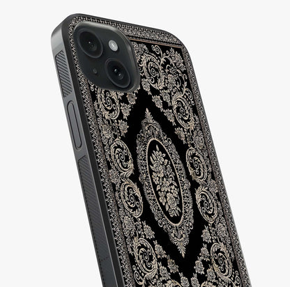 Noir Bloom Elegance Glass Case captured at a warm angle highlighting gloss, texture and premium glass finish.