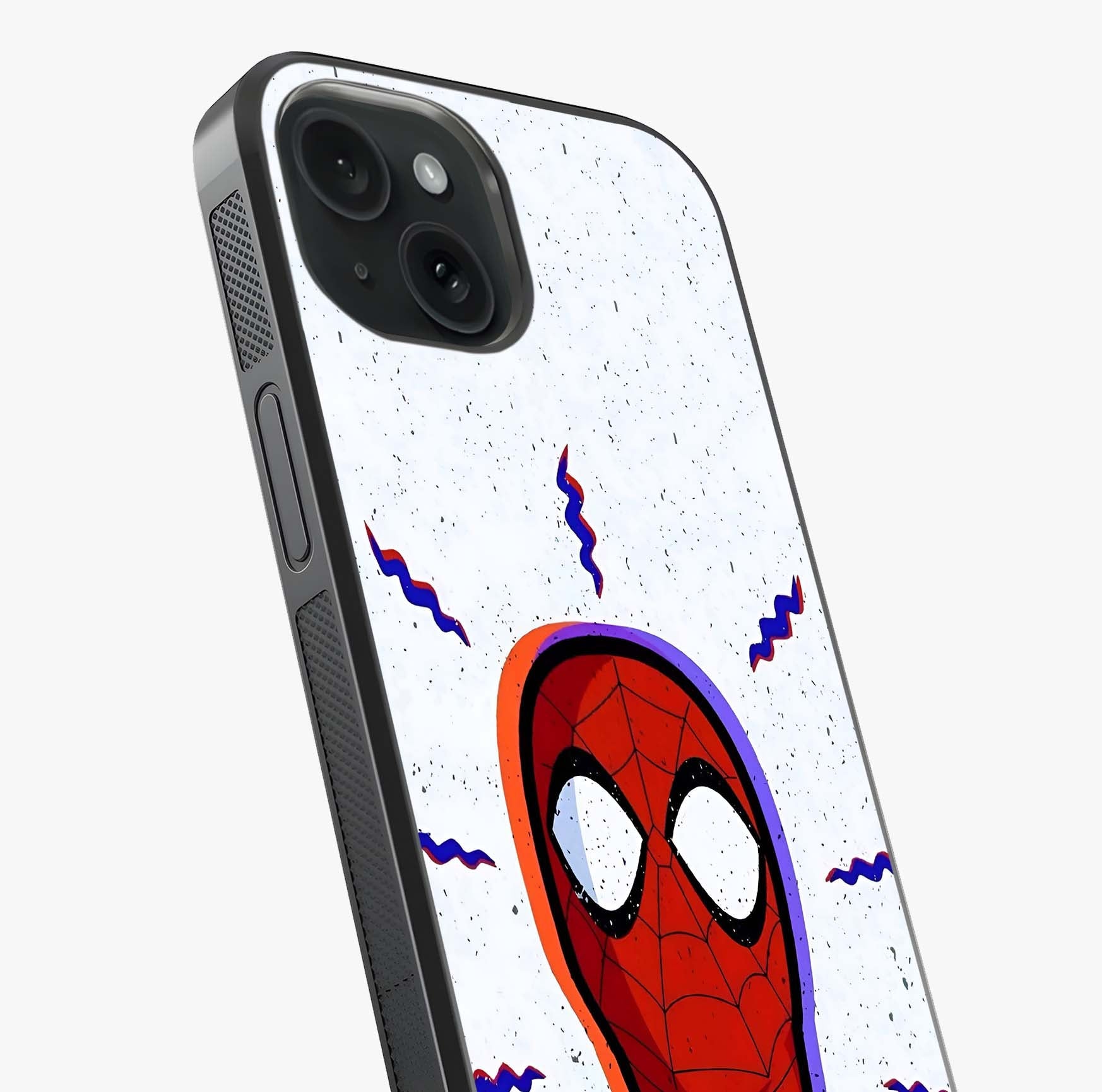 Omg Spiderman Glass Case captured at a warm angle highlighting gloss, texture and premium glass finish.