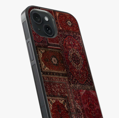 Persian Velvet Tale Glass Case captured at a warm angle highlighting gloss, texture and premium glass finish.