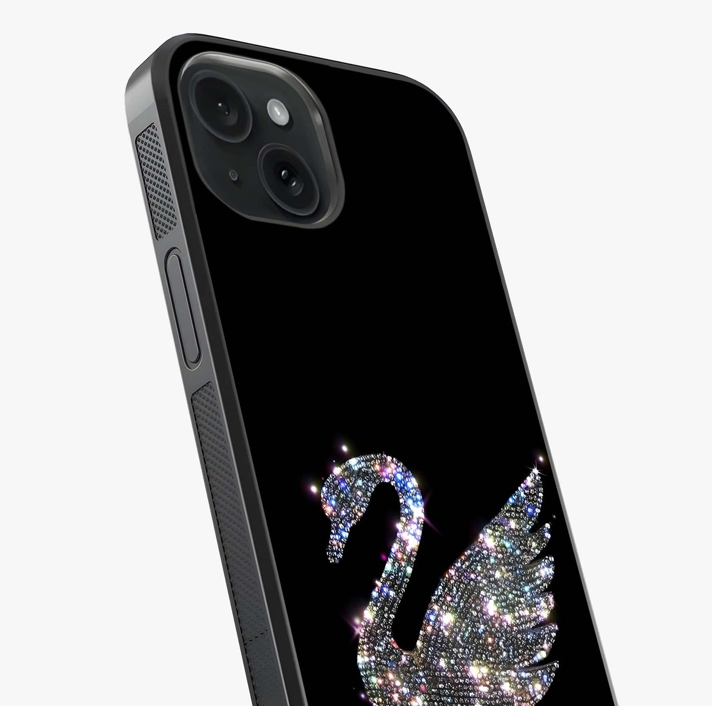 Starlit Swan Grace Glass Case captured at a warm angle highlighting gloss, texture and premium glass finish.