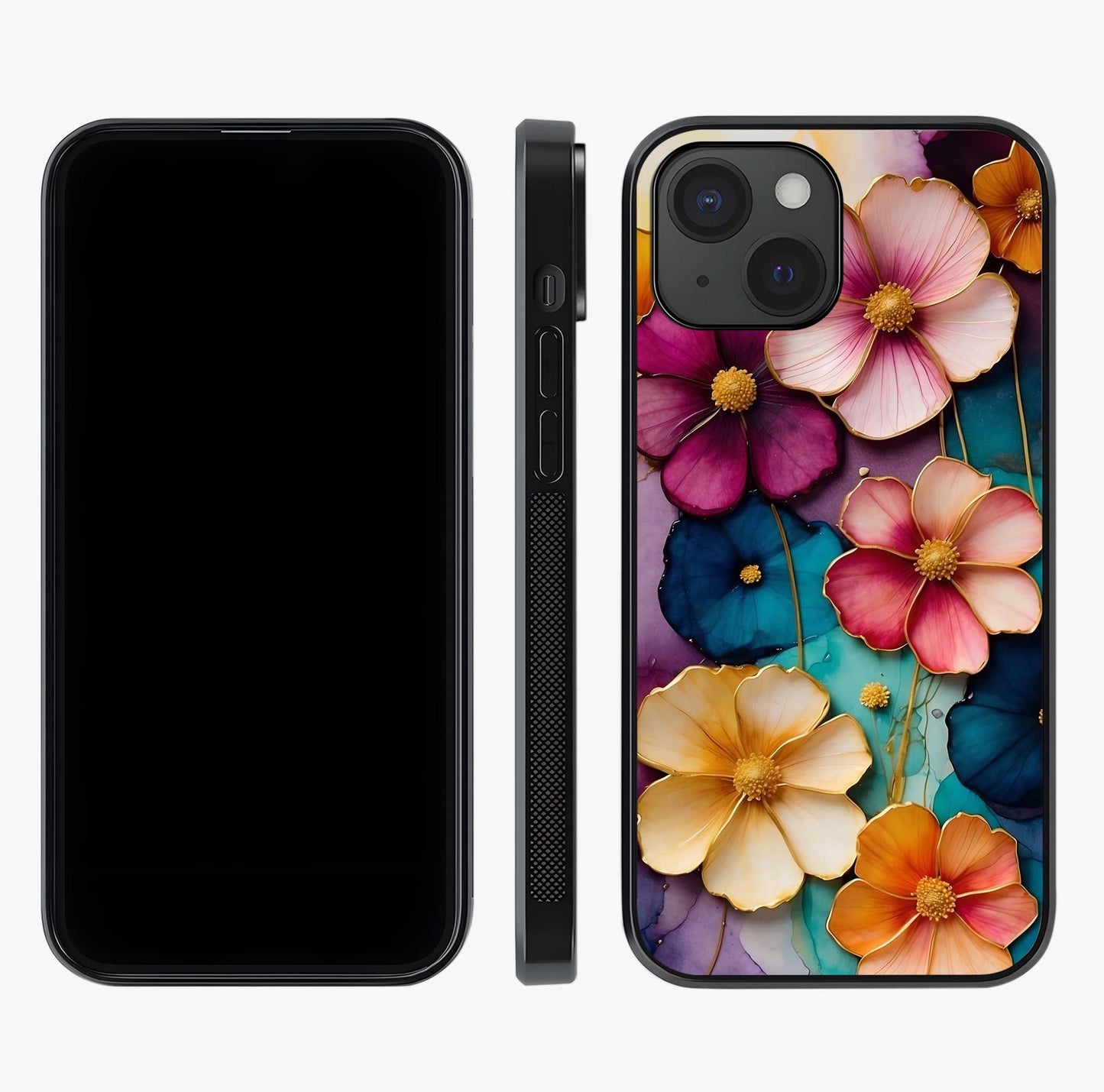 Artlyn Grace Flower Pattern Glass Case displayed upright for full design visibility and premium finish.