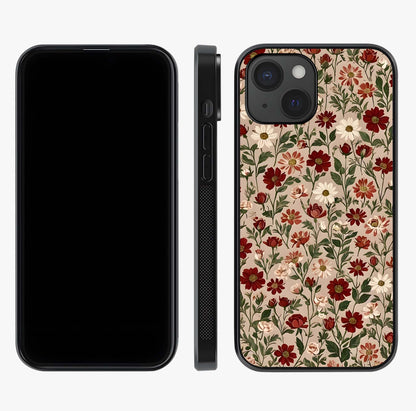 Biege Flower With Leaf Glass Case displayed upright for full design visibility and premium finish.