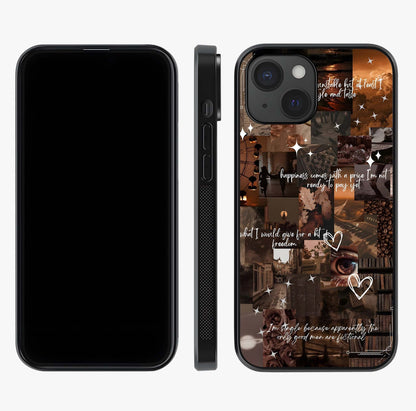 Bittersweet Aesthetic Chaos Glass Case displayed upright for full design visibility and premium finish.