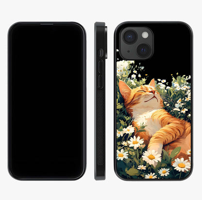 Blissful Bloom Cat Glass Case displayed upright for full design visibility and premium finish.