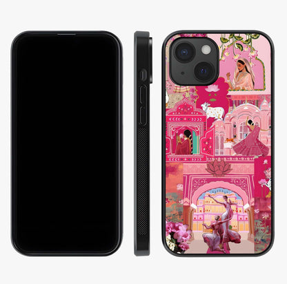 Blossoms Of Rajasthan Glass Case displayed upright for full design visibility and premium finish.