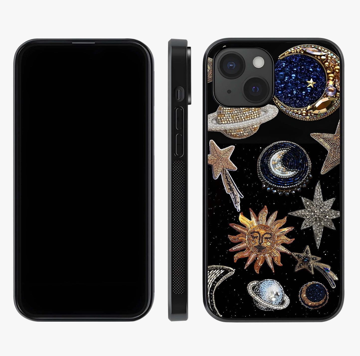 Celestial Gem Constellations Glass Case displayed upright for full design visibility and premium finish.