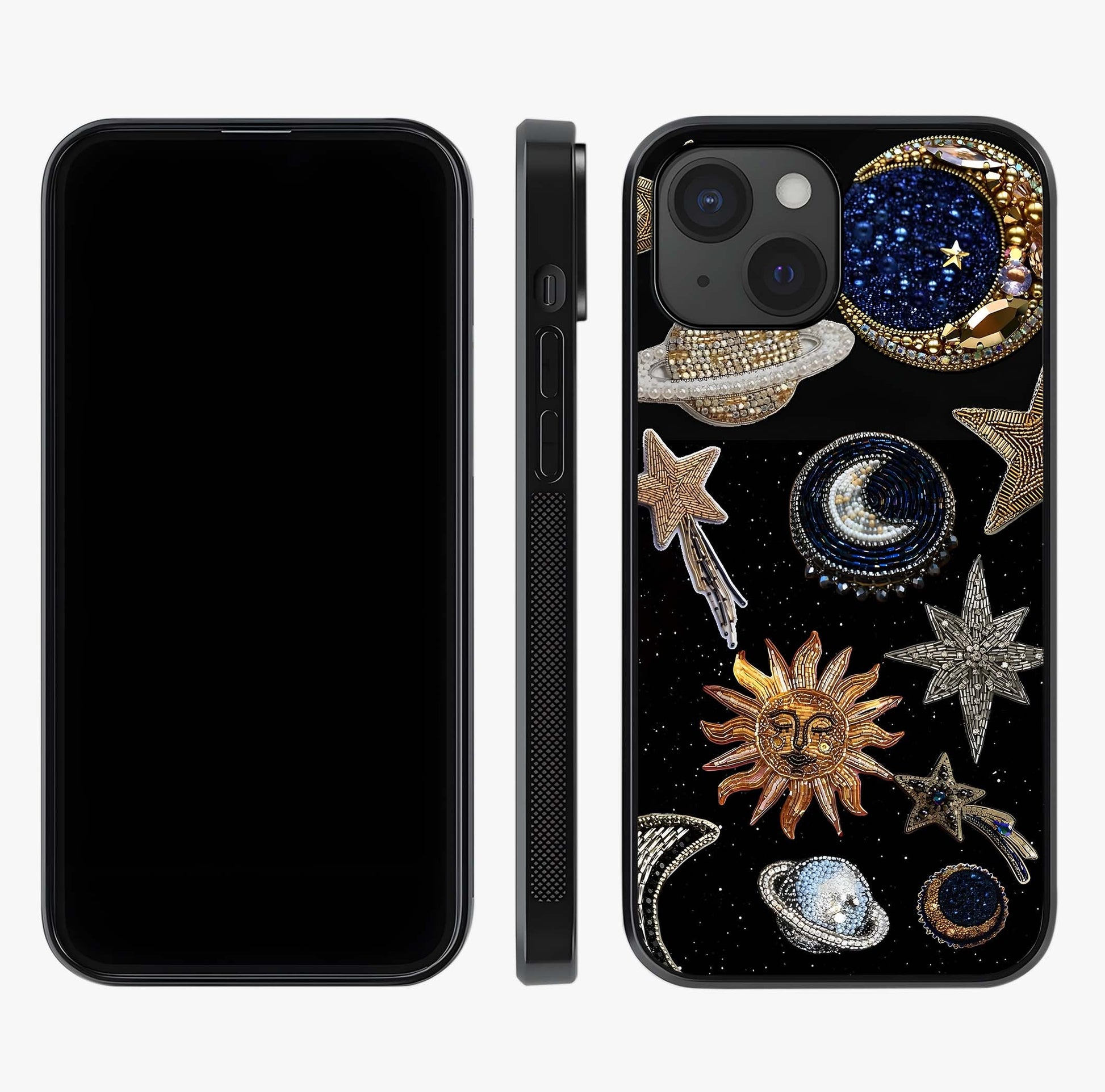 Celestial Gem Constellations Glass Case displayed upright for full design visibility and premium finish.