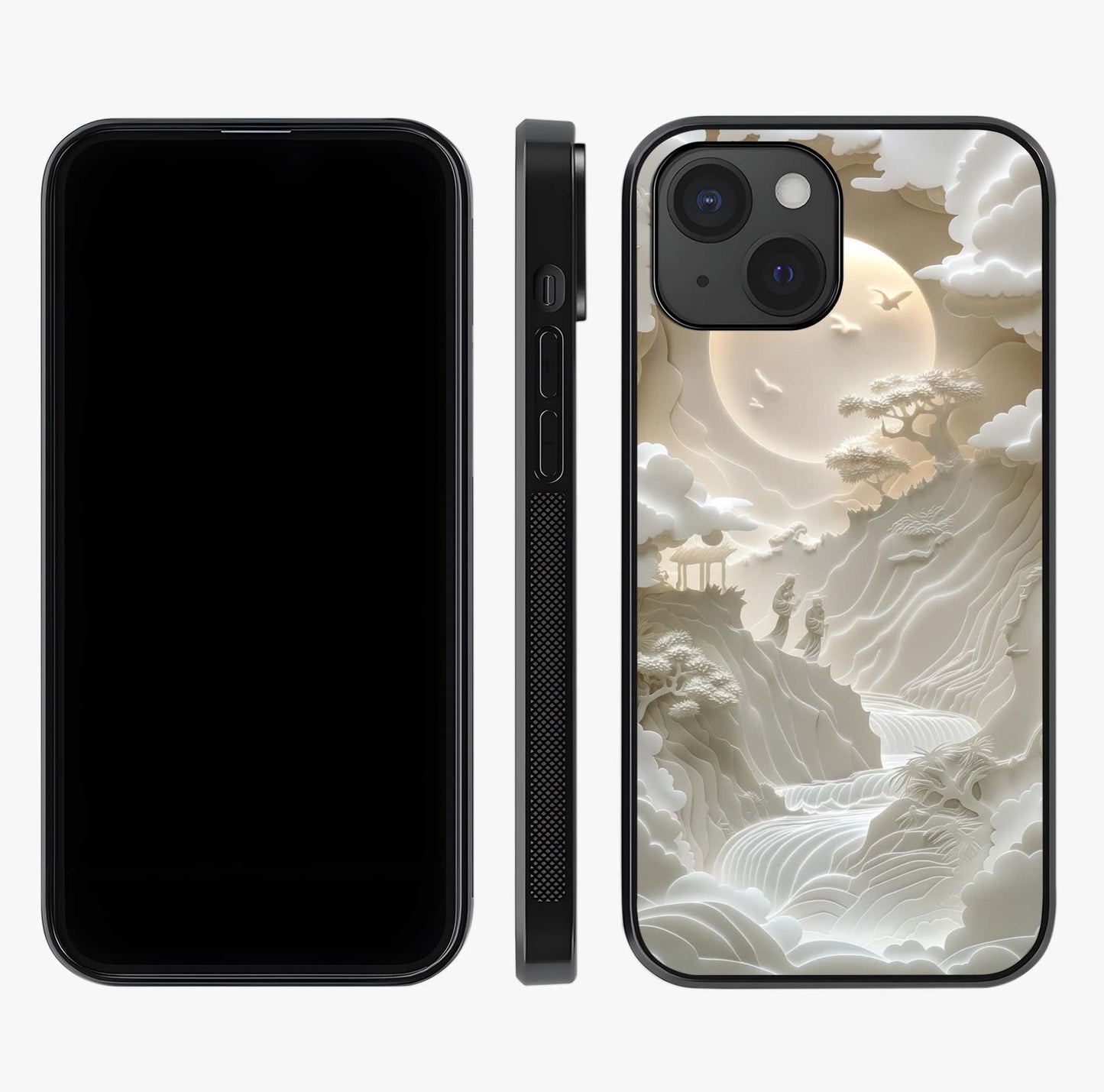 Celestial Origami Glass Case displayed upright for full design visibility and premium finish.