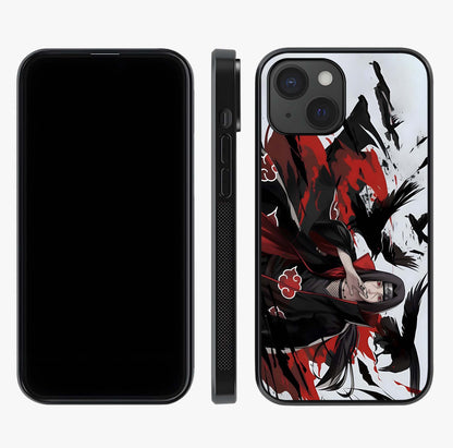 Crimson Crow Illusion Glass Case displayed upright for full design visibility and premium finish.