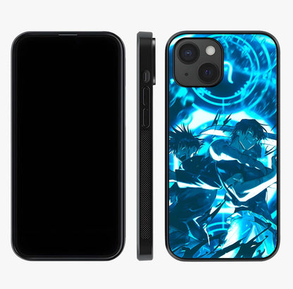 Cursed Energy Clash Glass Case displayed upright for full design visibility and premium finish.