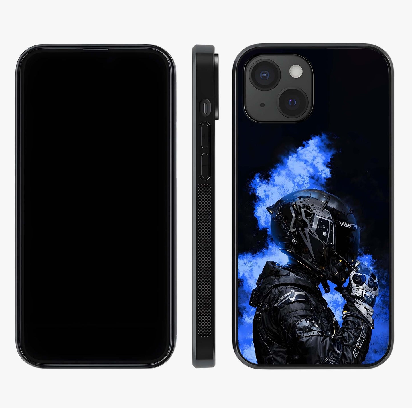 Cyber Sentinel Protocol Glass Case displayed upright for full design visibility and premium finish.