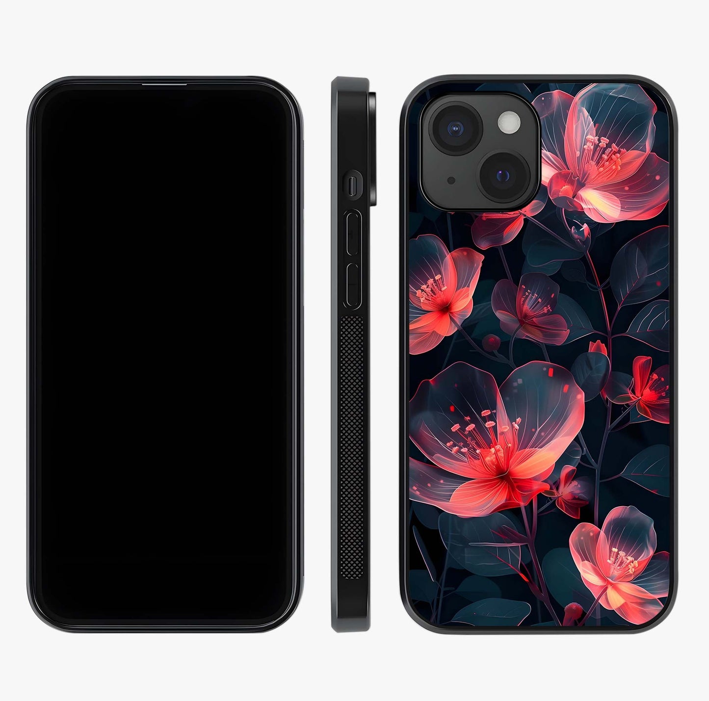 Dark Shade Of Flower Glass Case displayed upright for full design visibility and premium finish.