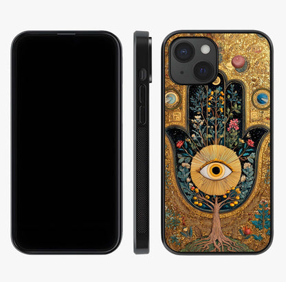 Ethereal Evil Eye Glass Case displayed upright for full design visibility and premium finish.