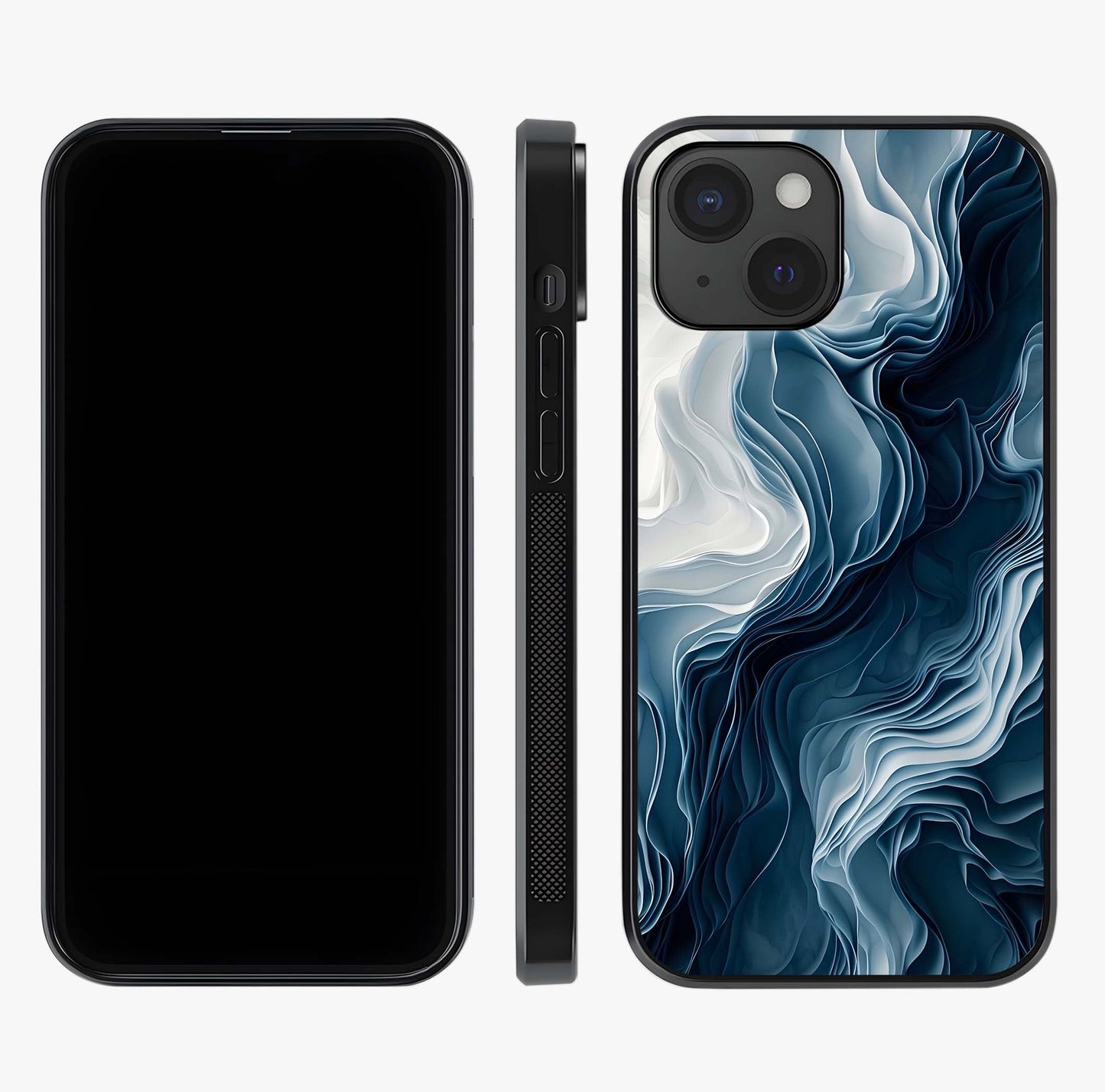 Ethereal Paper Marble Glass Case displayed upright for full design visibility and premium finish.