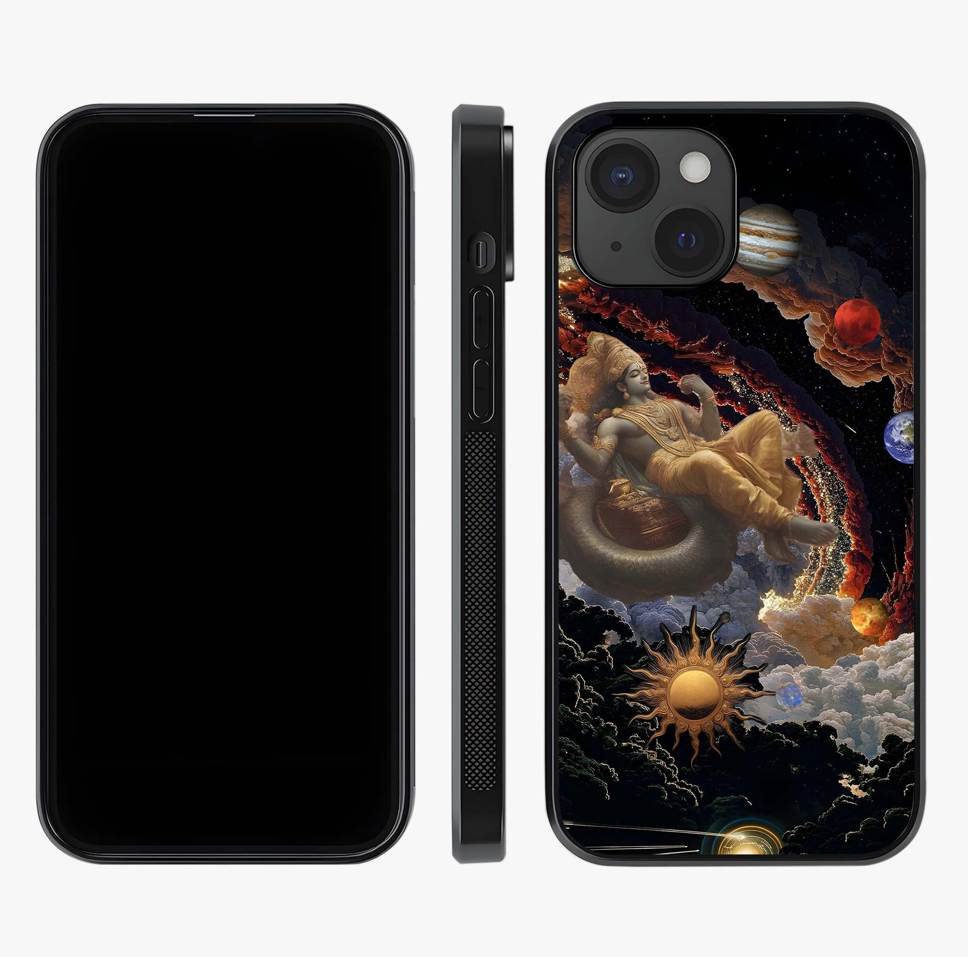 Galactic Divine God Glass Case displayed upright for full design visibility and premium finish.