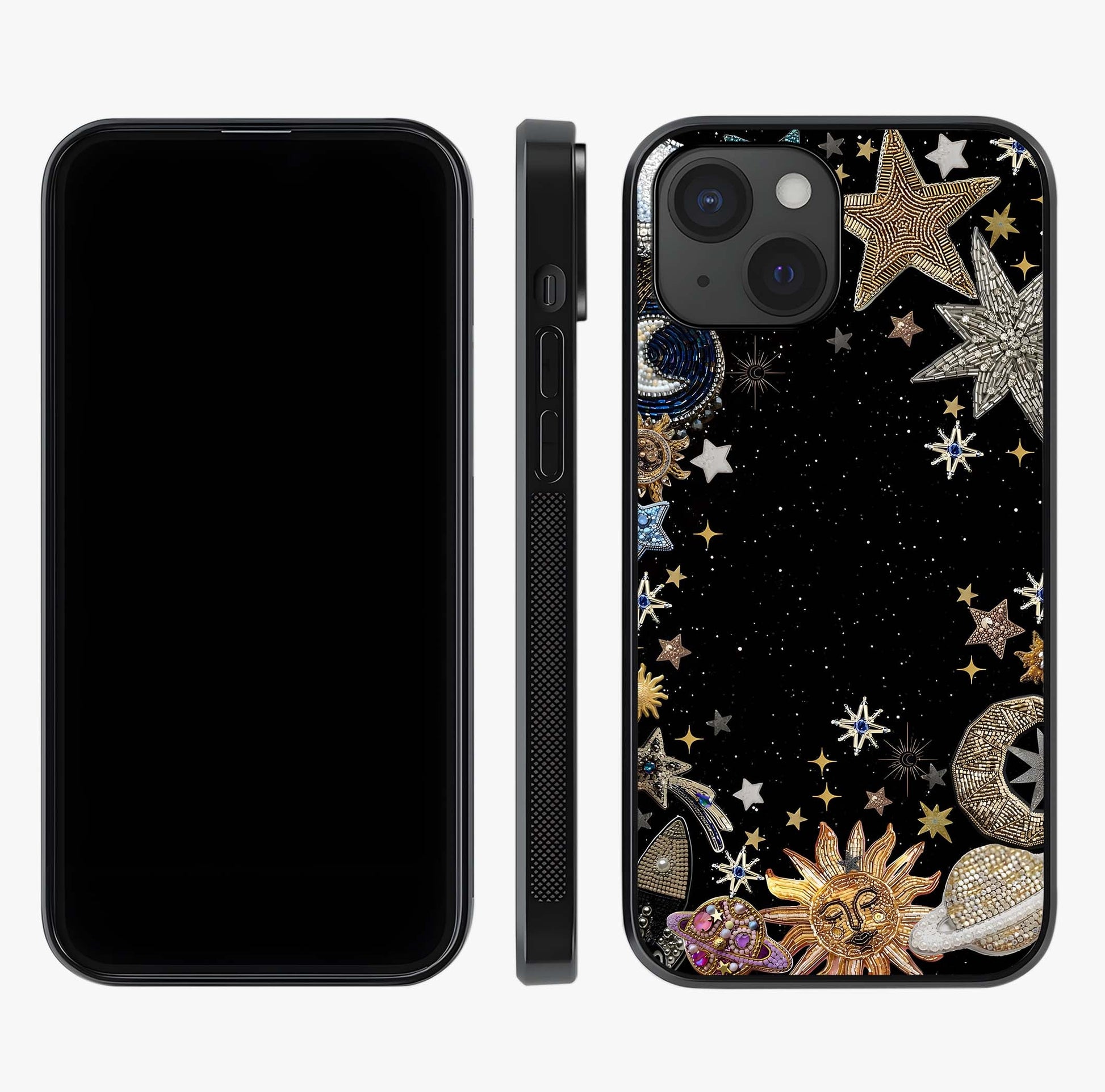 Galactic Jewel Stars Glass Case displayed upright for full design visibility and premium finish.