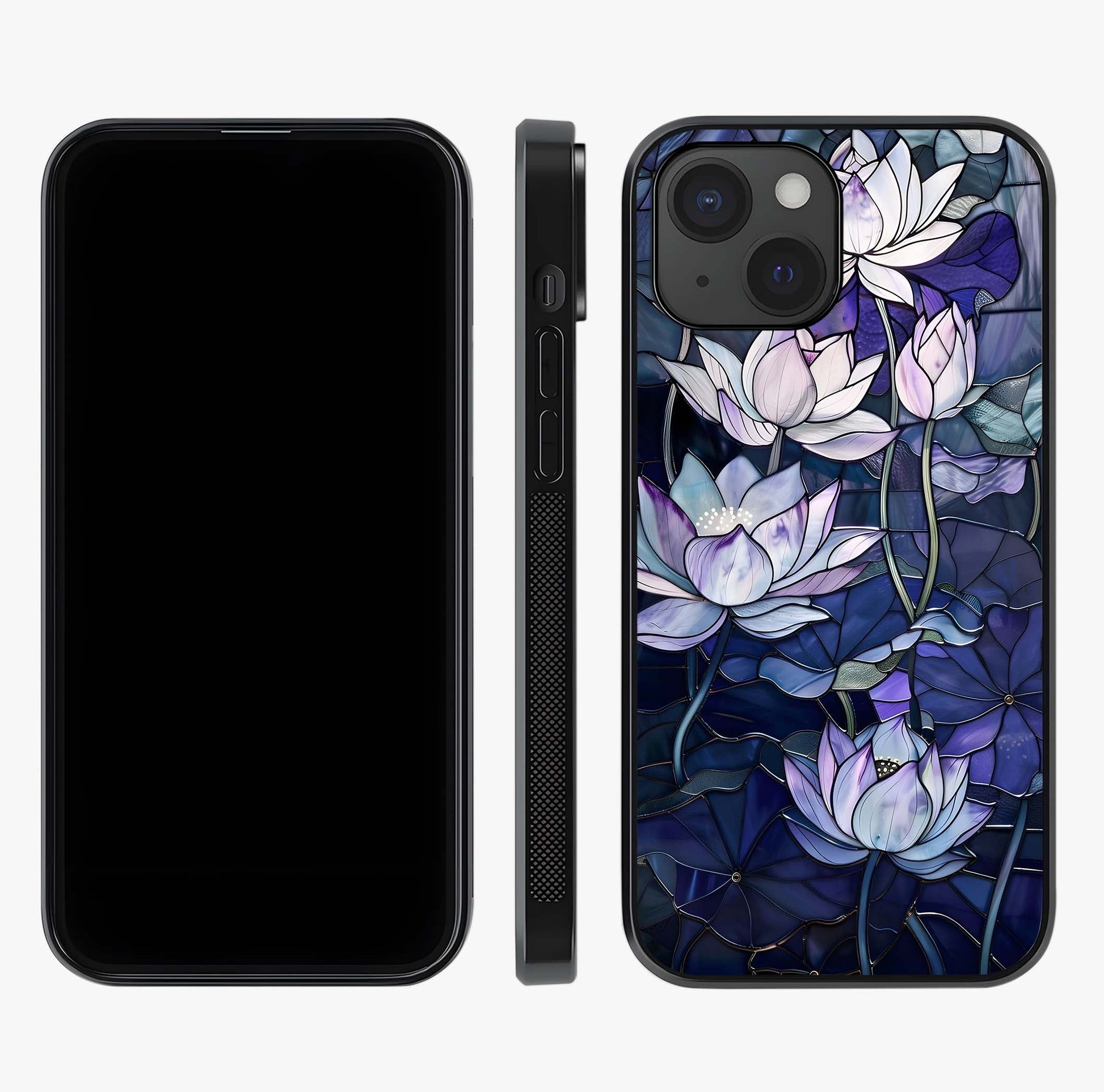 Gloss Petal Rush Glass Case displayed upright for full design visibility and premium finish.