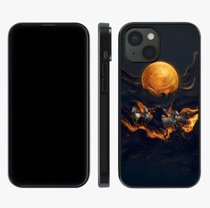 Golden Stallion Moonride Glass Case displayed upright for full design visibility and premium finish.
