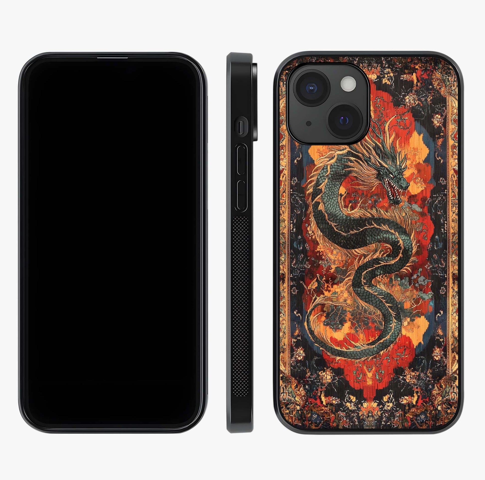 Inferno Dragon Soul Glass Case displayed upright for full design visibility and premium finish.