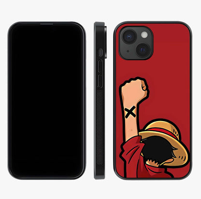 Luffy X Spirit Glass Case displayed upright for full design visibility and premium finish.
