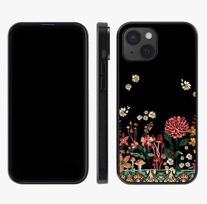 Midnight Bloom Pattern Glass Case displayed upright for full design visibility and premium finish.