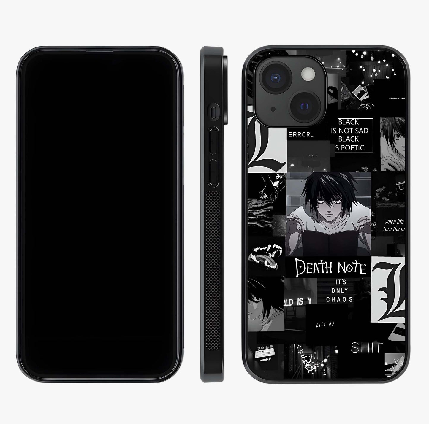 Midnight Chaos Mind Glass Case displayed upright for full design visibility and premium finish.
