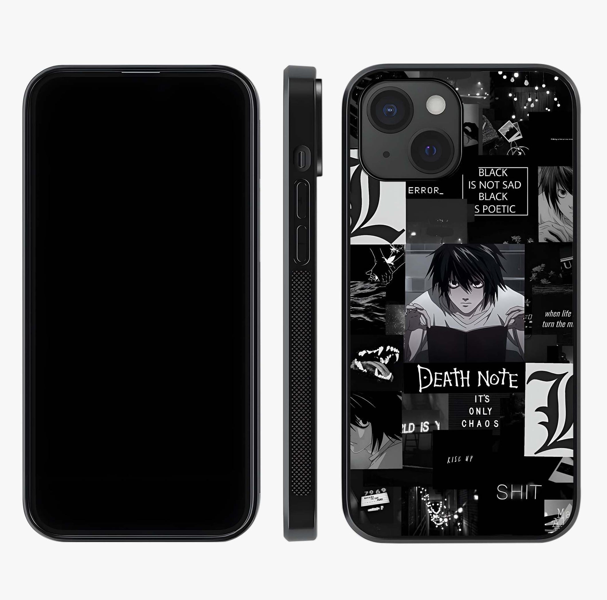 Midnight Chaos Mind Glass Case displayed upright for full design visibility and premium finish.