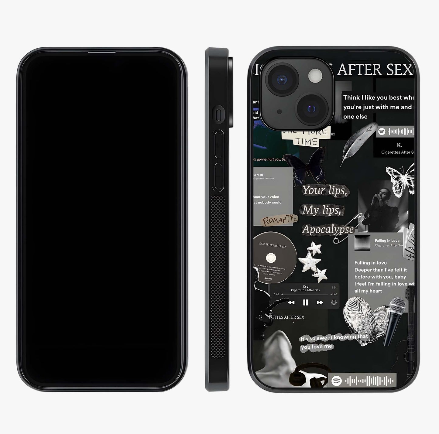Midnight Love Echo Glass Case displayed upright for full design visibility and premium finish.