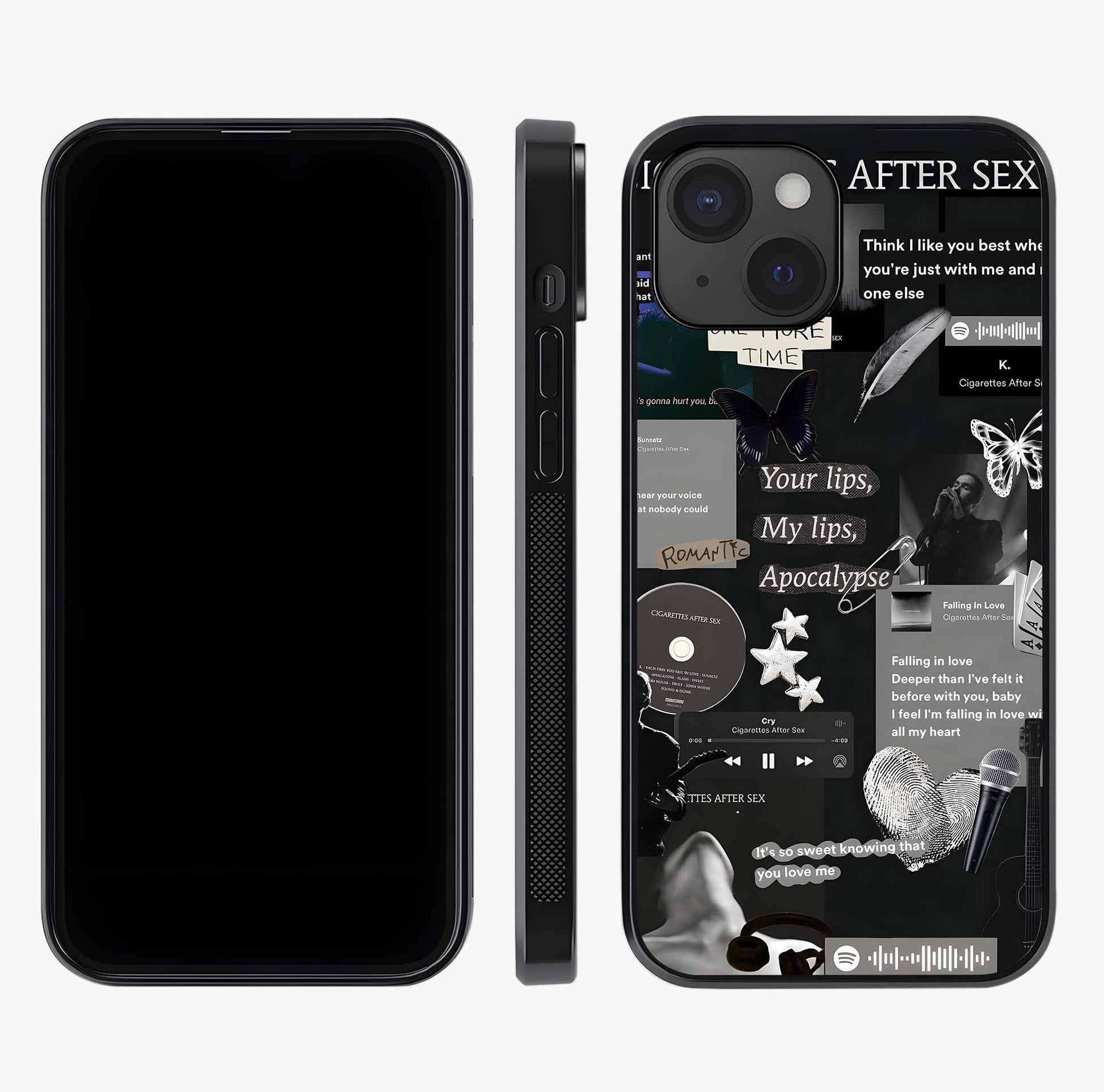 Midnight Love Echo Glass Case displayed upright for full design visibility and premium finish.
