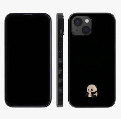Midnight Panda Love Glass Case displayed upright for full design visibility and premium finish.