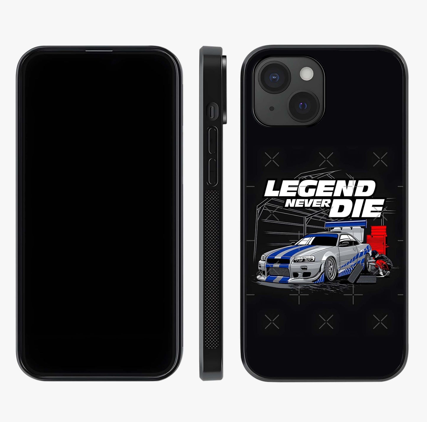 Midnight Racing Legacy Glass Case displayed upright for full design visibility and premium finish.