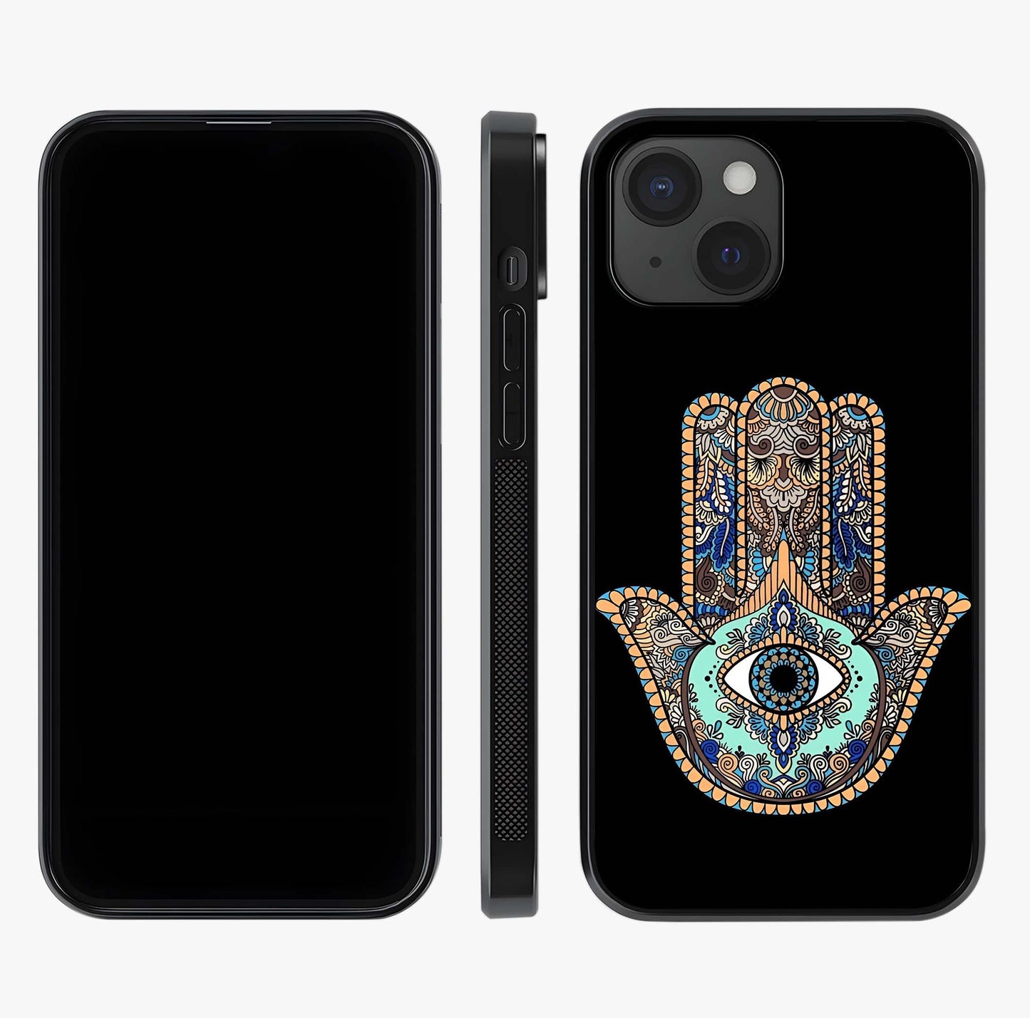 Mystic Hamsa Eye Glass Case displayed upright for full design visibility and premium finish.