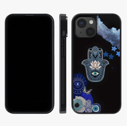 Mystic Hand Aura Glass Case displayed upright for full design visibility and premium finish.