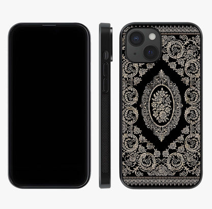 Noir Bloom Elegance Glass Case displayed upright for full design visibility and premium finish.