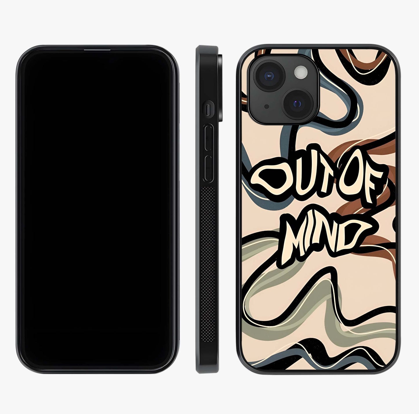 Out Of Mind Glass Case displayed upright for full design visibility and premium finish.