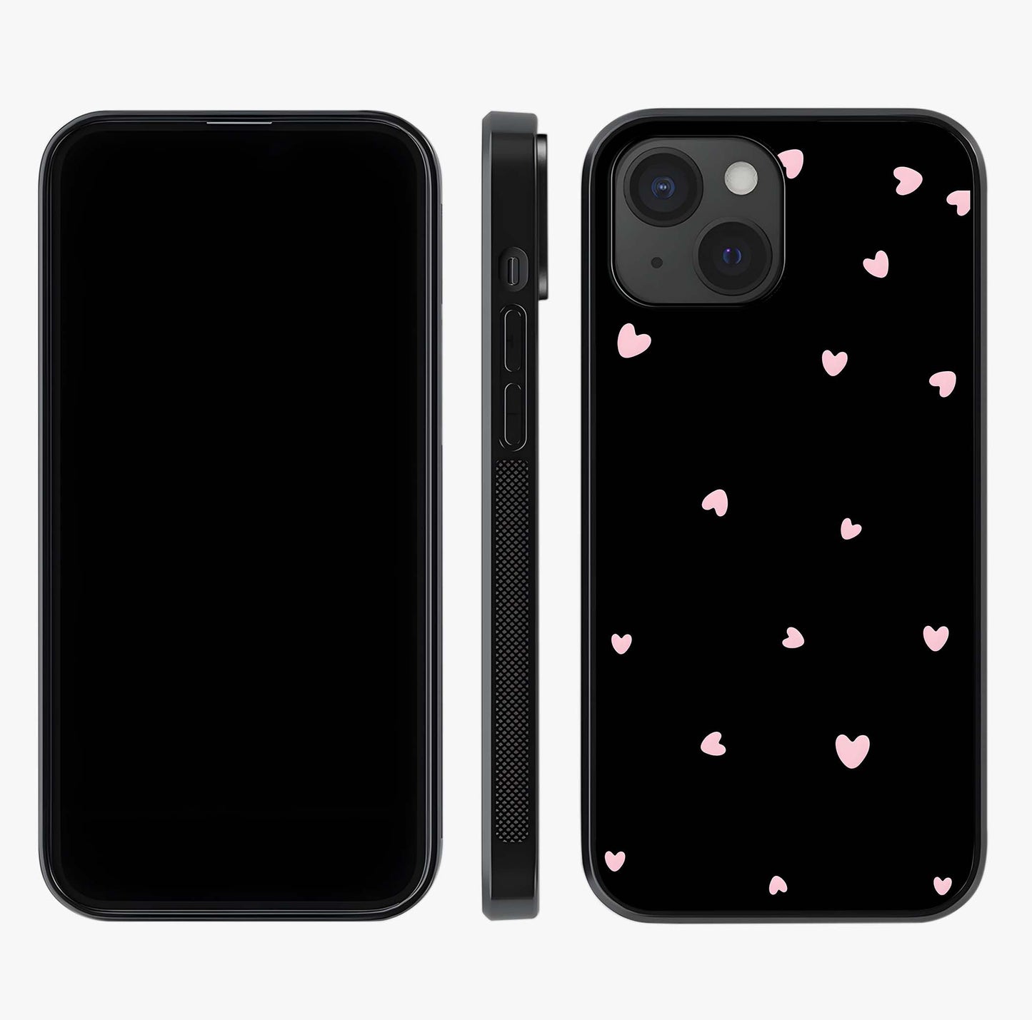 Pink Love Drops Glass Case displayed upright for full design visibility and premium finish.