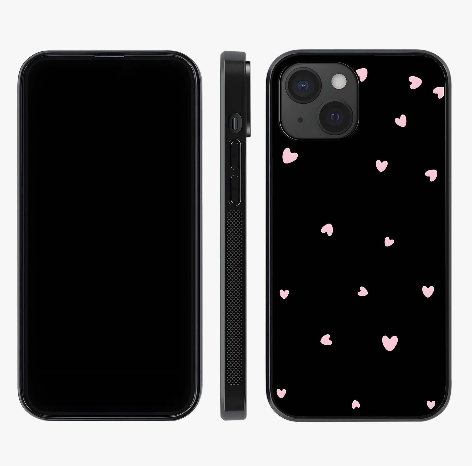 Pink Love Drops Glass Case displayed upright for full design visibility and premium finish.