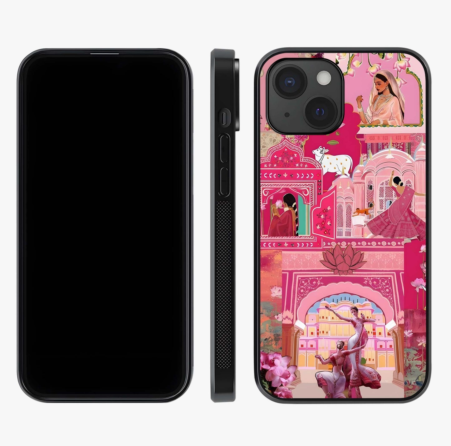 Pink Palace Muse Glass Case displayed upright for full design visibility and premium finish.