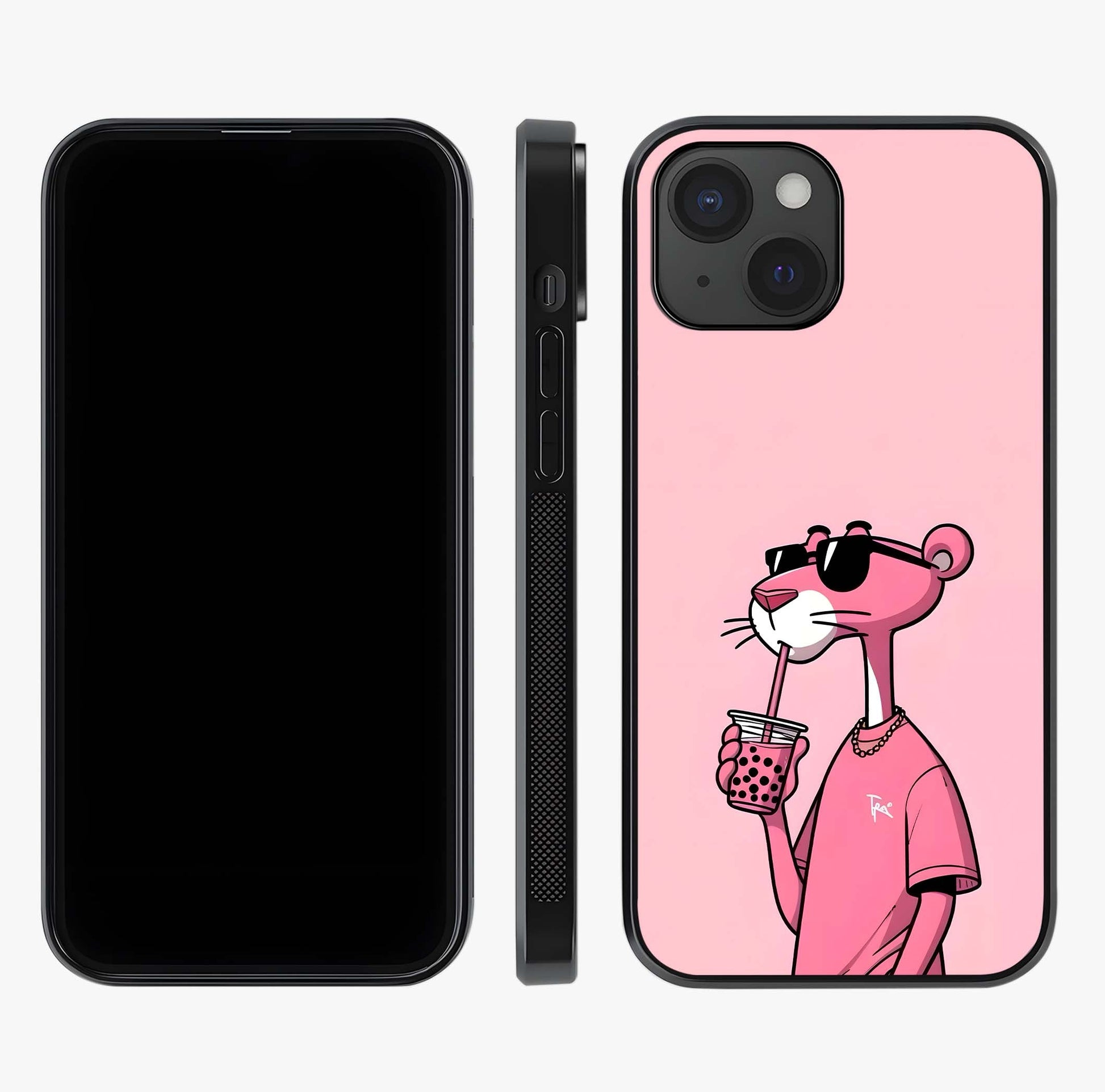 Pink Panther Glass Case displayed upright for full design visibility and premium finish.