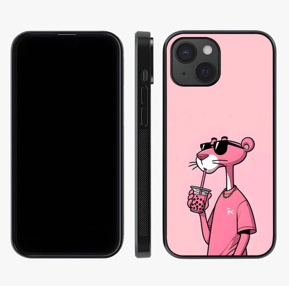 Pink Panther Glass Case displayed upright for full design visibility and premium finish.