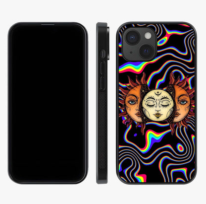 Psychedelic Sun Glass Case displayed upright for full design visibility and premium finish.