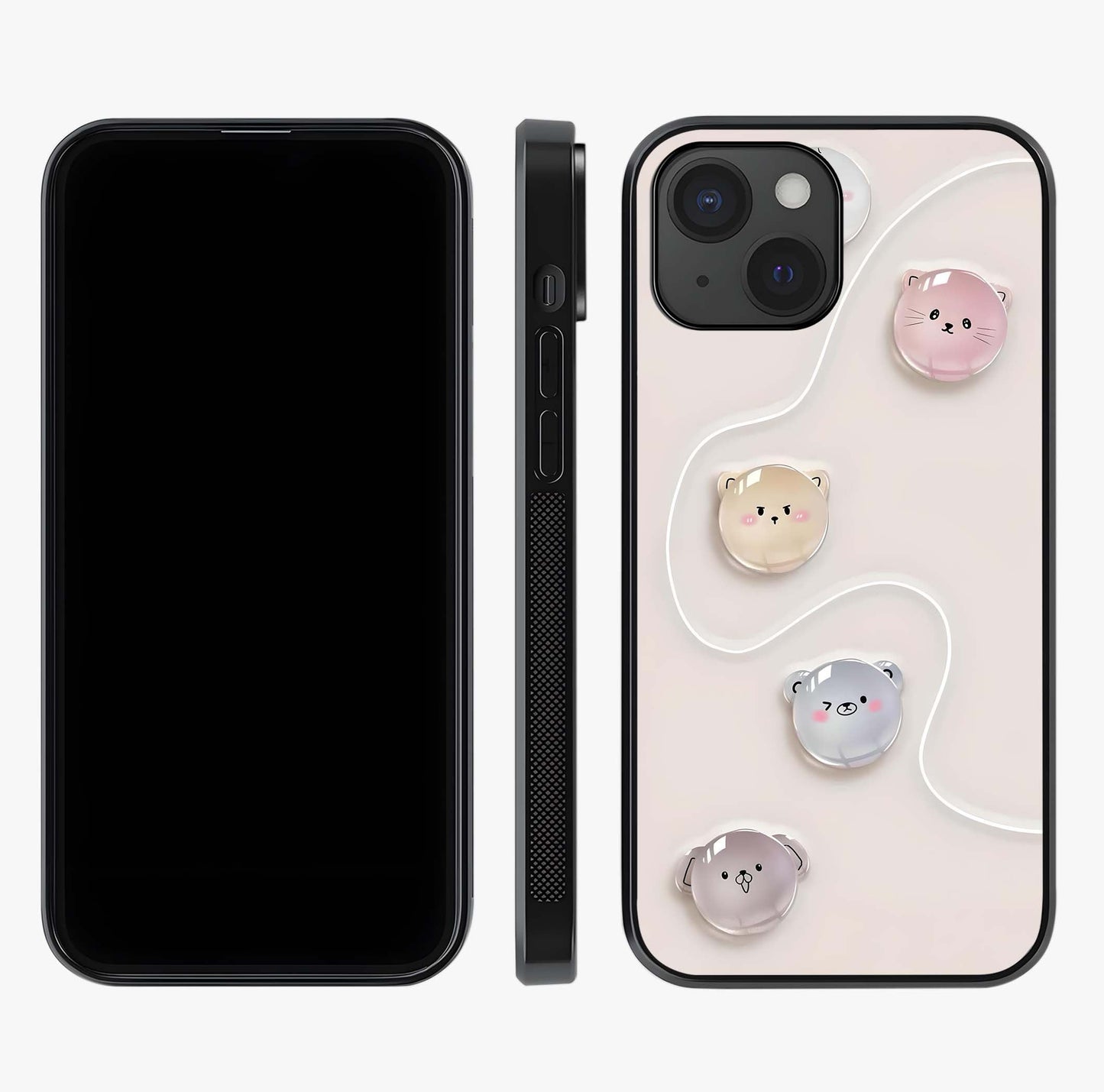 Puffy Face Parade Glass Case displayed upright for full design visibility and premium finish.