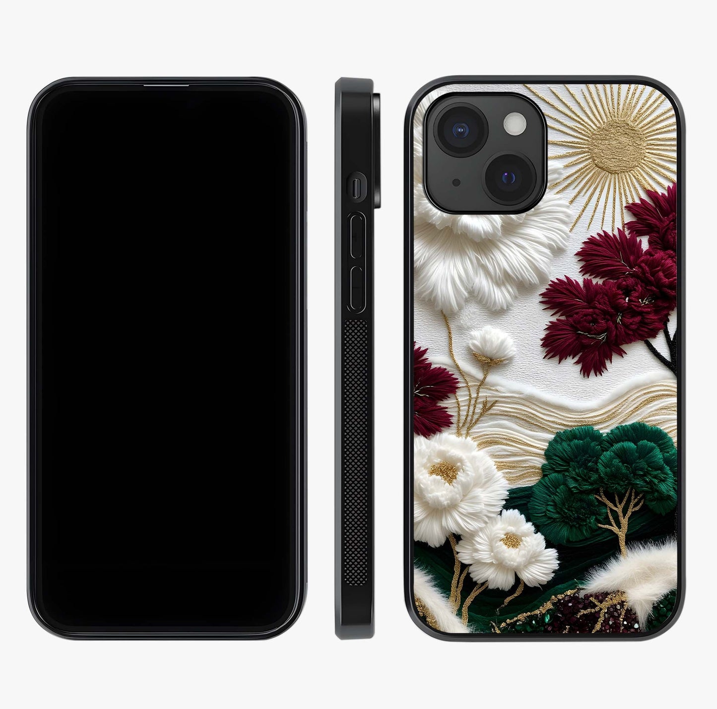 Radiant Bloom Elegance Glass Case displayed upright for full design visibility and premium finish.