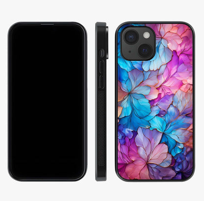 Radiant Floral Whirl Glass Case displayed upright for full design visibility and premium finish.