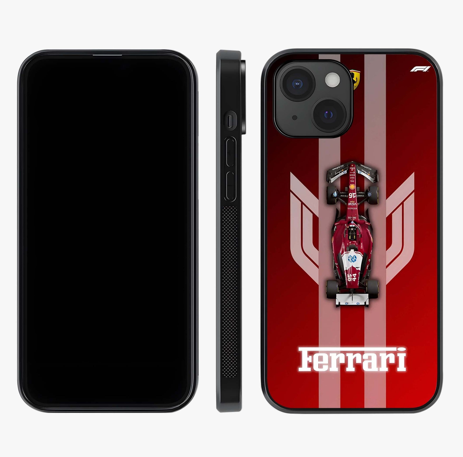 Red Ferrari F1 Vertical Glass Case displayed upright for full design visibility and premium finish.