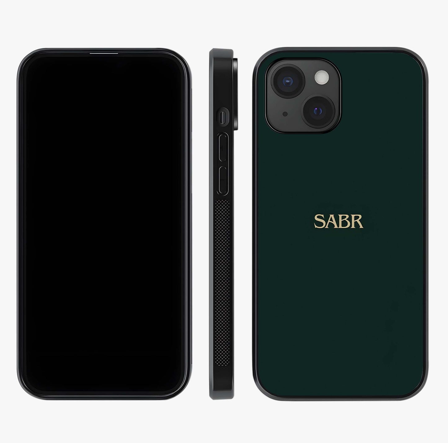 Sabr Minimal Patience Glass Case displayed upright for full design visibility and premium finish.