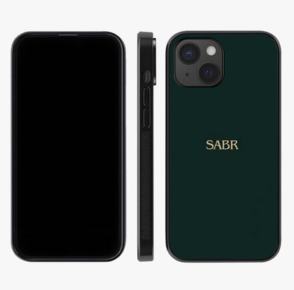 Sabr Minimal Patience Glass Case displayed upright for full design visibility and premium finish.