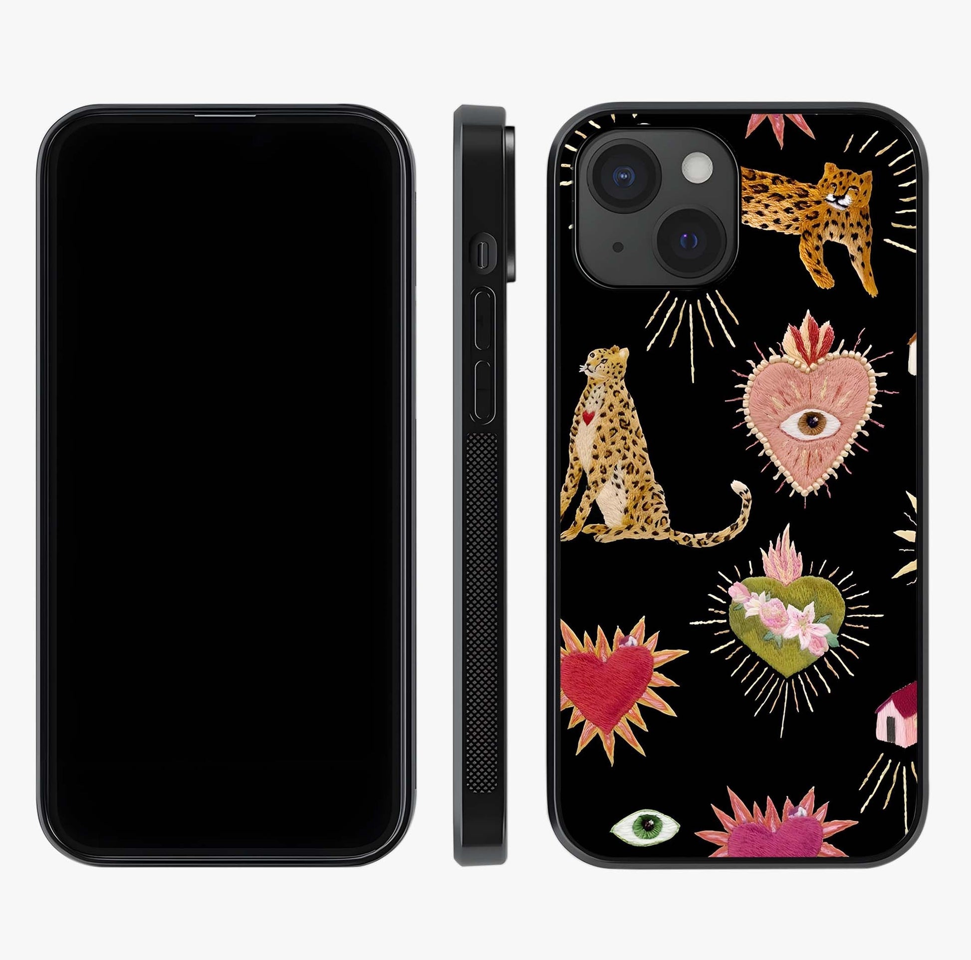 Sacred Jungle Heart Glass Case displayed upright for full design visibility and premium finish.