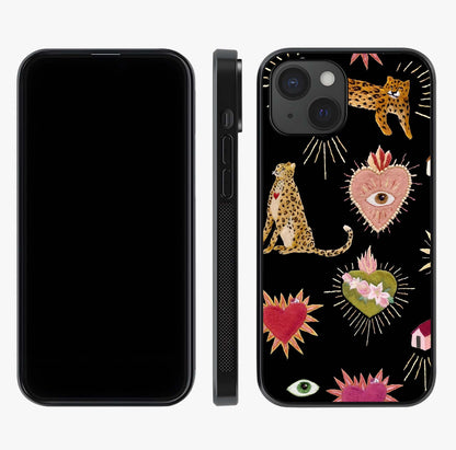 Sacred Jungle Heart Glass Case displayed upright for full design visibility and premium finish.